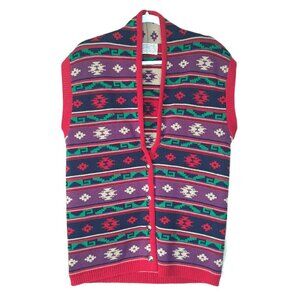 Vintage Pendleton Wool Sweater Vest Longline Aztec Tribal Southwestern L
